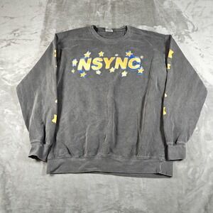 NSYNC Sweatshirt Men Large Gray Pullover Pop Music Retro Stars Justin Timberlake